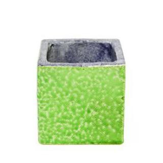 Pot square green D10H11,5